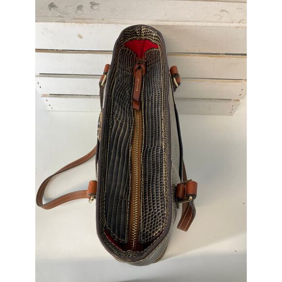 DOONEY & BOURKE LARGE GRAY ANIMAL PRINT LEATHER SHOUDLER BAG - Picture 10 of 15